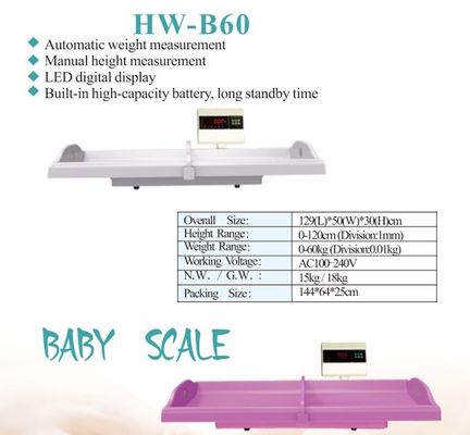 Escala de comprimento e peso do bebê para hospital AC100-240V Medidor de altura infantil