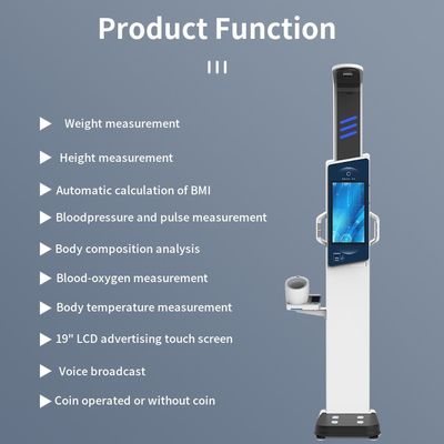 Máquina de análise de gordura corporal de bioimpedância com ecrã de grande ecrã e ecrã de publicidade