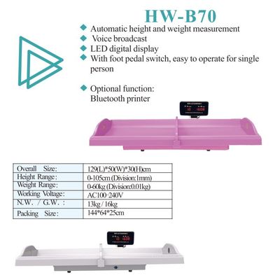 HW-B60 Balança de bebê com suprimento de altura Balança de peso infantil e tamanho de embalagem 142*62*23cm