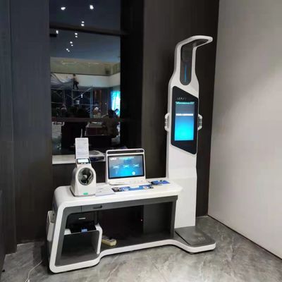 Estação de autoatendimento do quiosque de telemedicina para controlo e consulta de saúde do corpo inteiro