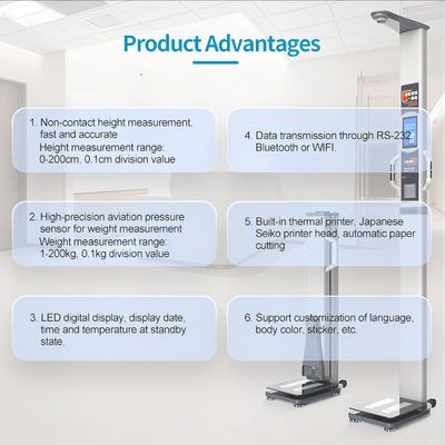 Impressora térmica HW-700A Analisador de gordura por ultra-som de altura e peso para medição de gordura corporal