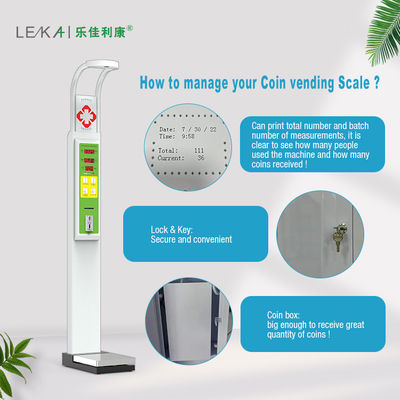 AC100-240V Fornecimento de energia Faixa de peso 8-200kg BMI Checkup Médico Máquina de Venda de Balança