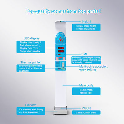 Fornecimento de energia 100-240V Balança de pesagem do IMC com medição de altura e ecrã digital